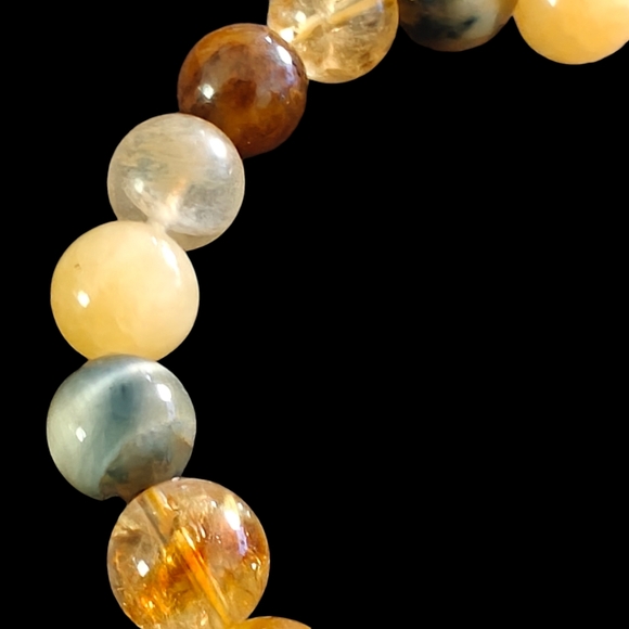 Citrine Bracelet with 10mm Beads and Other Natural Stones Unisex - Picture 6 of 7